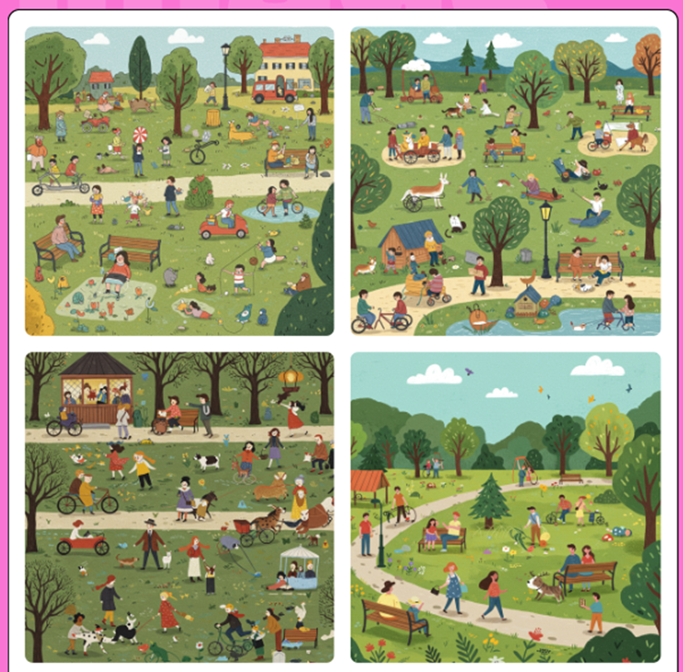 A screenshot with the same prompt, but images are more animated like a children's book.